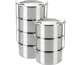 Resim Özbir Paslanmaz Çelik Sanayi Tipi Sefer Tası 3 Katlı Yemek Kabı 30X14 cm 9,5 Lt x 3 Adet 304 Kalite 