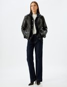 Resim Düz Uzun Paça Dikiş Detaylı Normal Bel Cepli Kot Pantolon - Longer Straight Jean 