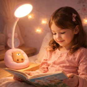 Resim Teknoland Park Sevimli Uyuyan Ayıcık Masaüstü Led Lamba Hediyelik Kitap Okuma Gece Lambası Baş Ucu 