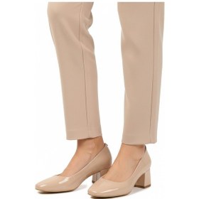 Resim Bej Rugan Kalın Topuklu Kadın Abiye Ayakkabı 695042 Z Açık Bej 