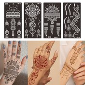 Resim 4 adet Yeniden Kullanılabilir Henna Dövmesi Şablonları - Kendinden Yapışkanlı Mandala, Çiçek ve Sarma Desenleri DIY Vücut Sanatı için, EYIR Markalı Siyah ve Beyaz Tasarımlar, Henna Dövmesi Aksesuarları, Dövm Malzemeleri, Dövm Şablonları, Dövm Tasarımı, İncelikli Desenler, Dayanıklı Şablonlar için Mükemmel 