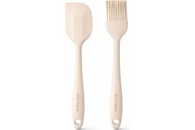 Resim Feyza Design Isıya Dayanıklı 2’li Silikon Spatula ve Pasta Fırçası Seti, Krem 