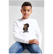 Resim Rap Hiphop 2Pac All Eyez On Baskılı Unisex Çocuk Beyaz Sweatshirt 