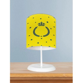 Resim Mekta Home Bebek ve Çocuk Odası Taç ve Çelenk Desenli Sarı Abajur 