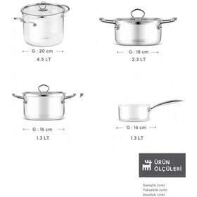 Resim Karaca Amore 7 Parça Borosilikat Cam Tencere Seti 