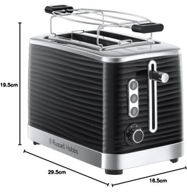 Resim Russell Hobbs Ekmek Kızartma Makinesi [2 Dilim Için] Inspire Siyah, Yüksek Kaliteli Parlak Yapılı (E 