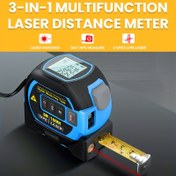 Resim MIGPRC 1 adet Mavi 3-in-1 Lazerli Ölçü Bandı, Yüksek Hassasiyetli Şarj Edilebilir Kızılötesi Lazer Mesafe Ölçer ve 5m Manuel Ölçü Çelik Bandı, Dijital Ekranlı Mesafe Ölçer 