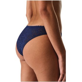 Resim Penti Lacivert Easy Lace Dantel V Model Brazilian Külot 