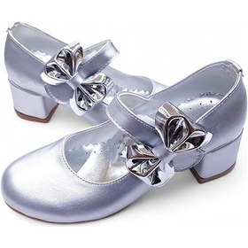 Resim Beebron Ortopedik Topuklu Abiye Kız Çocuk Ayakkabı Glossy Series Abiayk2401 Baby Silver Gümüş 