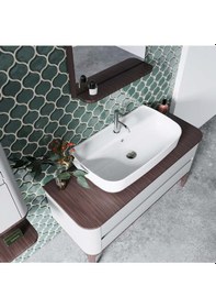 Resim Turkuaz Seramik Cerastyle Aqua 75 x 40 CM Tezgah Üstü Çanak Lavab 