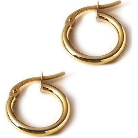 Resim Uşaklıhafız 14 Ayar Altın Küçük Boy Bombeli Halka Küpe 13 Mm 