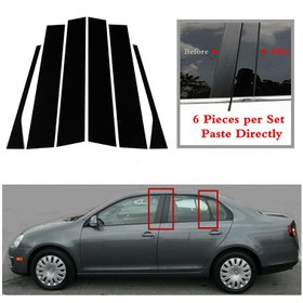 Resim 6 adet VW Jetta MK5 Sedan (2006-2010) Plastik Kapı Yan Kalıp Süslemesi, Ön Pencere Dekoratif Kapak, Siyah Parlak Kaplama 
