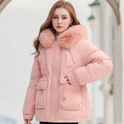 Resim Kadınların Yeni Rahat ve Çok Yönlü Moda Ceketi, Büyük Cebi, Kalın Astarı ve Sıcak Polar ile, Kapüşonlu. 