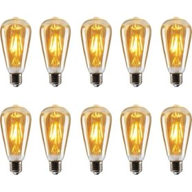 Resim Edison ST64 Flamanlı 6 W Rustik LED Ampul Dekoratif Vintage Aydınlatma Gün Işığı 10'lu 