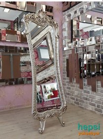 Resim Bihter Model Gümüş Renk Varaklı Ayaklı Boy Aynası 