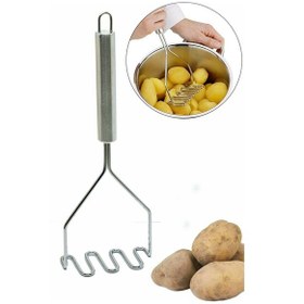 Resim İnox Paslanmaz Metal Patates Ezici Püre Yapıcı 27 cm 