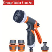 Resim Xuweiwei Orange Su Tabancası Seti 8 Fonksiyonlu Ayarlanabilir Püskürtme Araba Yıkama Bahçe Sulama 