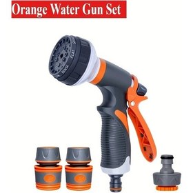 Resim Xuweiwei Orange Su Tabancası Seti 8 Fonksiyonlu Ayarlanabilir Püskürtme Araba Yıkama Bahçe Sulama 
