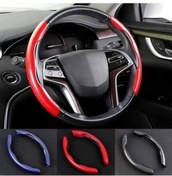 Resim Novahub Kahverengi 2 Yarım Direksiyon Kılıfı, 38cm Karbon Fiber Silikon Kapak, Otomatik Kaymaz Araba Aksesuarı Kahverengi 