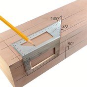 Resim Profesyonel Alüminyum Alaşımlı Açı Cetveli - Ahşap İşleri, Ölçüm ve Düzenleme için 45° & 90° Hassas Kare Ölçer - Dayanıklı, Doğru DIY Aracı 