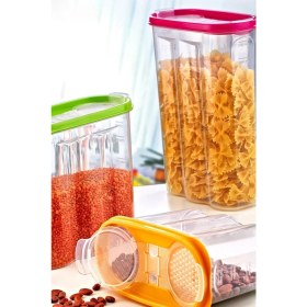 Resim 6 Adet Beyaz 2 Kapaklı Ölçekli Gıda Saklama Kutusu 2,4 Litre 