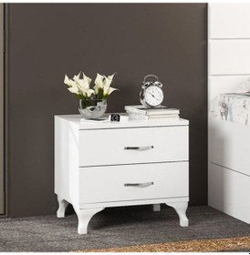 Resim AE-2022 London Beyaz 2 Çekmeceli Komodin Şifonyer 