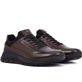 Resim Derimod Erkek Kahverengi Bağcıklı Hakiki Deri Casual Sneaker,Kışlık Spor Ayakkabı 25WFD650014 