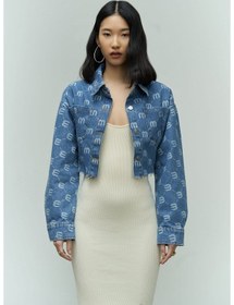 Resim Mai Studios Co. Darcey M Baskı Mavi Kısa Jean Ceket Mavi 