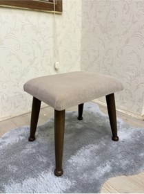 Resim Trend Ceviz Krem Ahşap Ayak Uzatma Pufu Makyaj Koltuğu Bench Tabure 