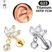Resim 1 Adet Titanyum Vücut Takısı ile Spiralli Tragus Piercing Küpeleri, 18K Altın Kaplama Sentetik Zirkonya, Şık Minimalist Tarz, Nisan Doğum Taşı, Günlük Kullanım ve Partiler İçin Mükemmel 
