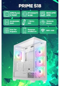 Resim Game Garaj Prime S18 R5-7500F 32 GB 1 TB SSD RTX5060Ti Free Dos Oyuncu Tavsiye Sistem 