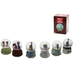 Resim Orta Boy - 8cm Pilli - Işıklı Müzikli Kar Küresi Cam İnsan Figürlü - Desen Mix Renkli Herhangi Bir T 