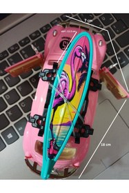 Resim OYUNCAKSAHİLİ Volkswagen Bettle Nostalji Tatil Vosvos Sörf Tahtası Araba Kapılar Bagaj Açılır 18cm ışık ses far 