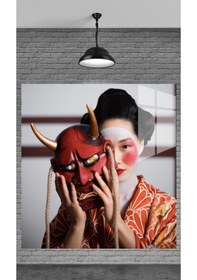 Resim Muhteşem Şeytan Maskesini Çıkaran Kdn Temperli Cam Üzerine Tablo Sevgilinize Yılbaşı Hediye 