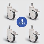 Resim 4 Adet EC03MBT125F Döner Pim Bağlantılı Frenli Plastik 