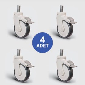 Resim 4 Adet EC03MBT125F Döner Pim Bağlantılı Frenli Plastik 