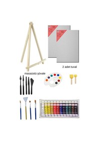 Resim Yağlı Boya Resim Başlangıç Seti 2- Küçük Şövale, Yağlı Boya, Fırça, Şövalye 