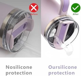 Resim 2 Paket Silikon Dökülmeye Dayanıklı Durdurucu, Stanley Quencher H1.0 & 2.0 Tumbler 40/30 Oz, Sızdırmaz Silikon Conta Kiti, Dahil 2* Hasır Kapak, 2* Hasır Delik Contası, 2* Merkez Mil Contası 