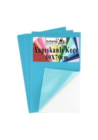 Resim Açık Mavi Yapışkanlı Keçe 50x70 Cm 3 Adet 2.0 Mm Kendinden Yapışkanlı Renkli Hobi Keçesi Elişi Keçe Kumaşı Anasınıfı 