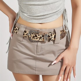 Resim G980 Kadın Retro Leopar Desenli Tokalı Kemer - Alaşımlı Donanımlı Şık ve Çok Yönlü Bel Kemeri, Kot Etekler, Kısa Pantolonlar & Gündelik Giyim için 