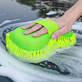 Resim "Çiziksiz Parlaklık" Ultra Emici Şönil Mikrofiber Araba Yıkama Eldiveni - Çiziksiz Detaylandırma Süngeri, Hızlı Kuruyan Waffle Havlu, Yeşil, 22.99cm X 12.98cmX2.75 