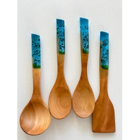 Resim Lotusspoon Gece Mavisi El Yapımı Bambu Mutfak Seti 4'lü 