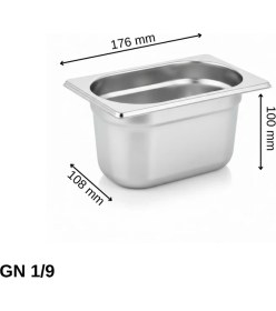 Resim Üret Çelik Üret Standart Gastronom Küvet Gn 1/9 100 MM 1 lt 