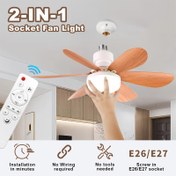 Resim MODERN AKILLI TAVAN VENTİLYASYONU - Çift Aydınlatmalı, Uzaktan Kumandalı, Düşük Profil Tasarım, Kolay Kurulum (E26/E27 Bağlantı), 41.91cm/52.07cm Fan, Oturma Odası, Yatak Odası, Garaj İçin - Beyaz/Ahşap Desenli, Tavan Işıklı Ventilyasyon, Modern Ev Dekoru, Çoklu Ayarlı Işık, Minimalist Dekor, Yüksek Kaliteli Motor, Küçük Alanlar İçin Soğutma 
