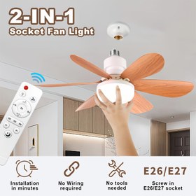 Resim MODERN AKILLI TAVAN VENTİLYASYONU - Çift Aydınlatmalı, Uzaktan Kumandalı, Düşük Profil Tasarım, Kolay Kurulum (E26/E27 Bağlantı), 41.91cm/52.07cm Fan, Oturma Odası, Yatak Odası, Garaj İçin - Beyaz/Ahşap Desenli, Tavan Işıklı Ventilyasyon, Modern Ev Dekoru, Çoklu Ayarlı Işık, Minimalist Dekor, Yüksek Kaliteli Motor, Küçük Alanlar İçin Soğutma 