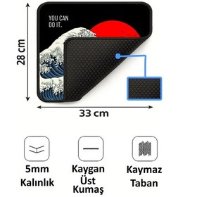 Resim Dalga Kırmızı Ay Tasarımlı 33x28 Cm Mousepad Kaymaz Taban Rahat Konforlu Mouse Pad 