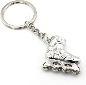 Resim Solfera Gümüş Renk Paten Roller Skate Döner Teker Metal Anahtarlık KC003 