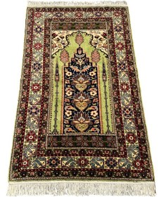 Resim Burak Halı El Dokuma Sıfır Bünyan Seccade 88x140 Yeşil Kök Boya Namazlık 