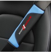 Resim Xuweiwei 2 Adet Mavi Karbon Fiber Sentetik Deri Emniyet Kemeri Omuz Pedi - Toyota İçin 