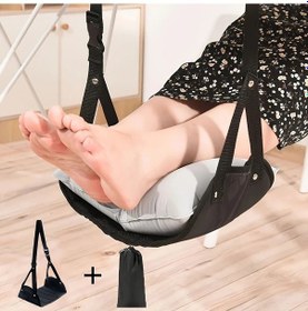 Resim Honeybeeshop Black Taşınabilir Asma Ayak Hamak - Seyahat, Ofis, Ev İçin Dayanıklı Ayak Dinlendirici Siyah 